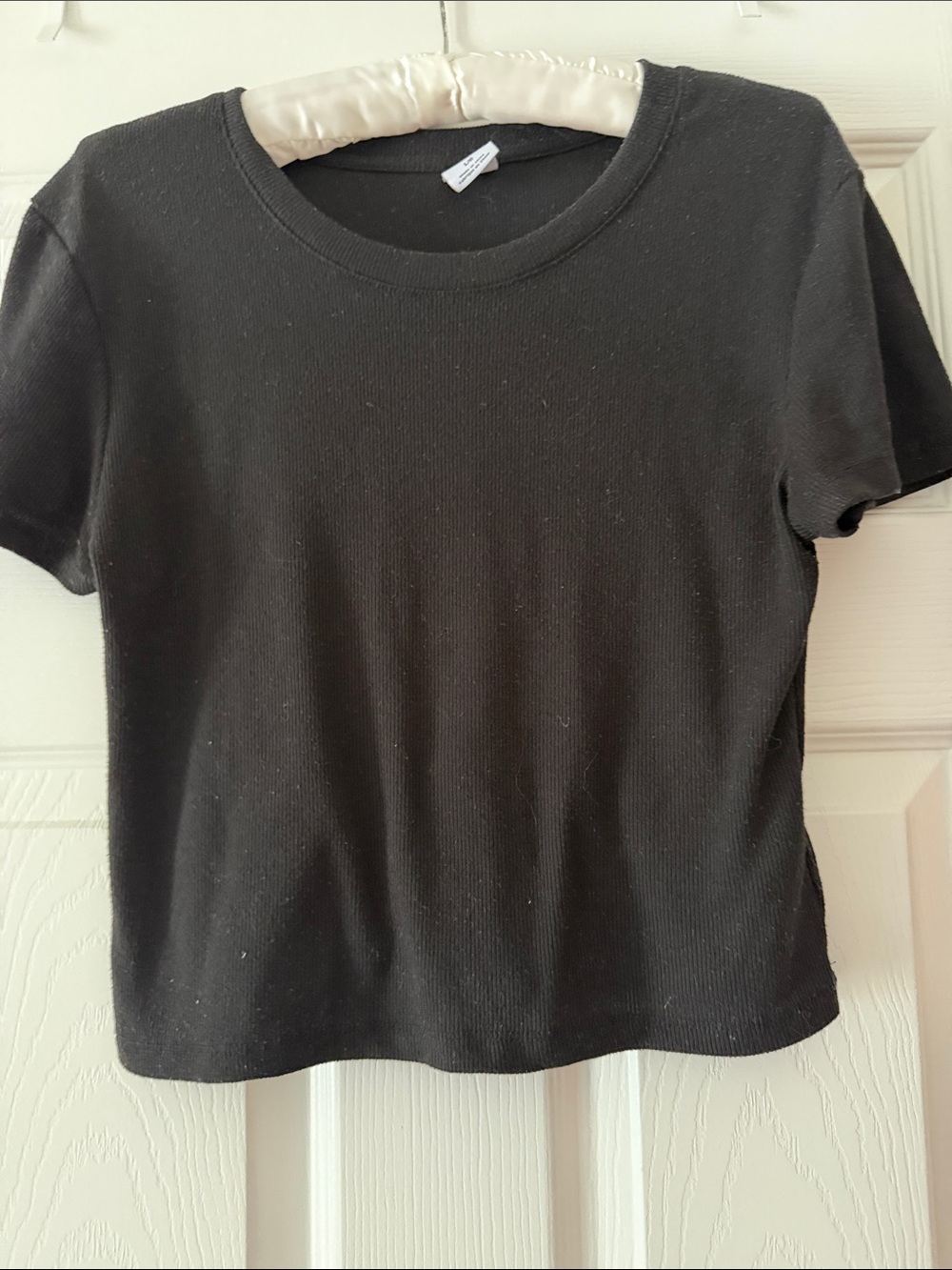 Black Ribbed Short Sleeve Tee